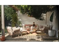 Zestaw ogrodowy TOSCANA aluminium poduszki sofa 3-osobowa stoliki kolor mocha beige