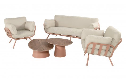 Zestaw ogrodowy TOSCANA aluminium poduszki sofa 3-osobowa stoliki kolor mocha beige