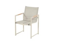 2x FONTAINE Krzesło ogrodowe Hartman aluminium jasnobeżowy siedzisko tekstylina i wstawki teak