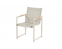 2x FONTAINE Krzesło ogrodowe Hartman aluminium jasnobeżowy siedzisko tekstylina i wstawki teak