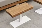 Aluminiowy biały stolik ogrodowy z blatem teak FITZ ROY