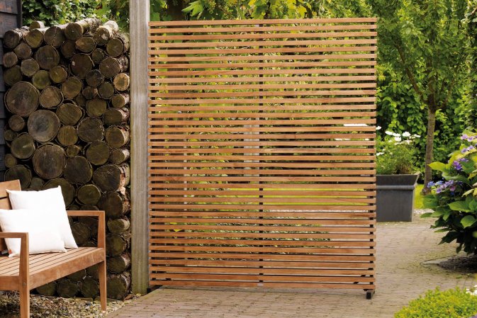 Ścianka oddzielająca na taras z drewna teakowego 153 x 185 cm Ścianka oddzielająca na taras z drewna teakowego 153 x 185 cm