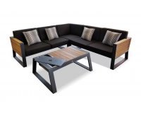 Aluminiowy narożnik ogrodowy NEW YORK ciemnoszary wykończenia teak