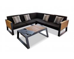 Aluminiowy narożnik ogrodowy NEW YORK ciemnoszary wykończenia teak