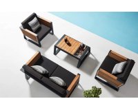 Meble ogrodowe aluminiowe na taras NEW YORK ciemnoszare alu sofa 2-osobowa