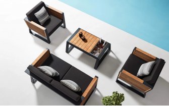 Meble ogrodowe aluminiowe na taras NEW YORK ciemnoszare alu sofa 2-osobowa