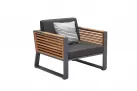 Fotel ogrodowy wypoczynkowy NEW YORK aluminiowe ciemnoszare teak 