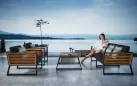 Meble ogrodowe wypoczynkowe NEW YORK aluminiowe ciemnoszare teak 