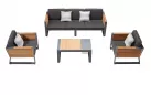 Meble ogrodowe wypoczynkowe NEW YORK aluminiowe ciemnoszare teak 