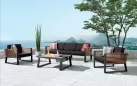 Meble ogrodowe wypoczynkowe NEW YORK aluminiowe ciemnoszare teak 