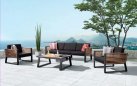 Meble ogrodowe wypoczynkowe NEW YORK aluminiowe ciemnoszare teak 