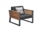 Fotel ogrodowy wypoczynkowy NEW YORK aluminiowe ciemnoszare teak 