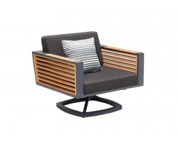 Obrotowy fotel wypoczynkowy NEW YORK aluminiowy ciemnoszary teak