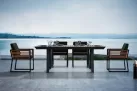 Komplet mebli ogrodowych stołowych NEW YORK aluminiowy ciemnoszary teak