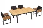 Komplet mebli ogrodowych stołowych NEW YORK aluminiowy ciemnoszary teak