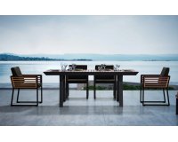 Komplet mebli ogrodowych stołowych NEW YORK aluminiowy ciemnoszary teak