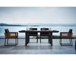 Komplet mebli ogrodowych stołowych NEW YORK aluminiowy ciemnoszary teak
