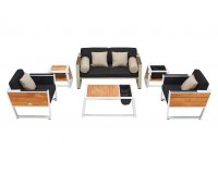 Komplet wypoczynkowy aluminiowy biały YORK 2-osobowa sofa 