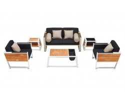 Komplet wypoczynkowy aluminiowy biały YORK 2-osobowa sofa 