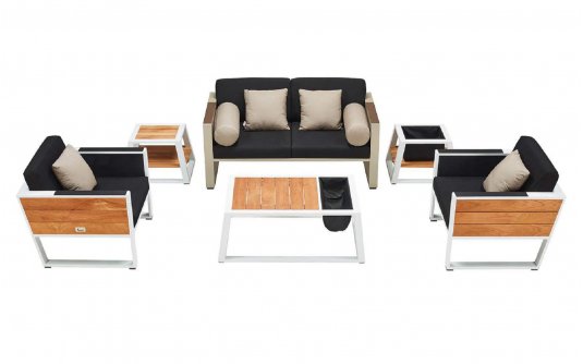 Komplet wypoczynkowy aluminiowy biały YORK 2-osobowa sofa 