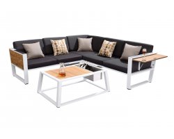 Narożnik ogrodowy aluminiowy YORK Higold biała rama ciemnoszare poduszki Olefin