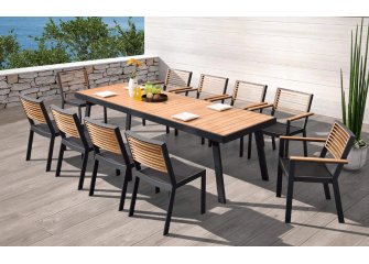 Komplet mebli stołowy 10-cio osobowy YORK Higold czarny teak
