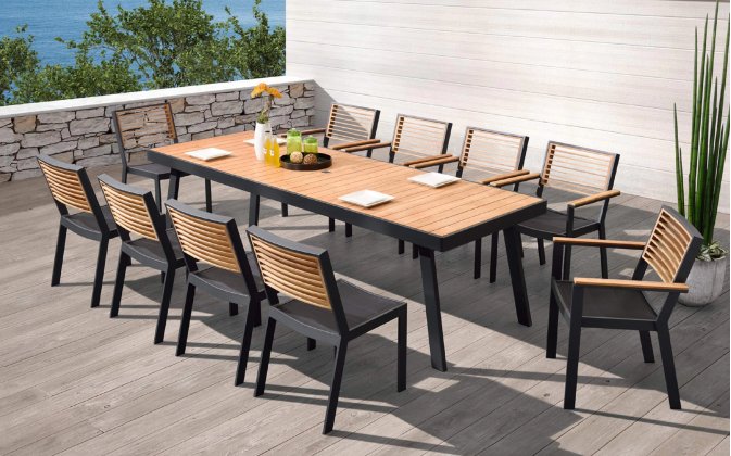 Komplet mebli stołowy 10-cio osobowy YORK Higold czarny teak