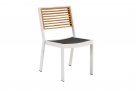 Krzesło stołowe białe aluminiowe na taras YORK tekatylina czarna teak