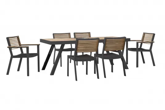 Meble ogrodowe aluminiowe czarne stołowe YORK dla 6 osób
