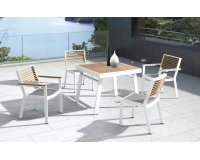 Biały kwadratowy komplet stołowy dla 4 osób YORK