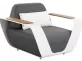 Fotel ogrodowy aluminiowy biały ONDA siedziska z szarej ekoskóry