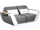 Sofa ogrodowa aluminiowa wypoczynkowa biała ONDA siedziska z szarej ekoskóry