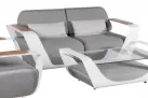Komplet wypoczynkowy aluminiowy biały ONDA poduszki Sunbrella szare