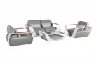 Komplet wypoczynkowy aluminiowy biały ONDA poduszki Sunbrella szare