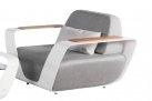 Komplet wypoczynkowy aluminiowy biały ONDA poduszki Sunbrella szare