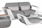 Komplet wypoczynkowy aluminiowy biały ONDA poduszki Sunbrella szare