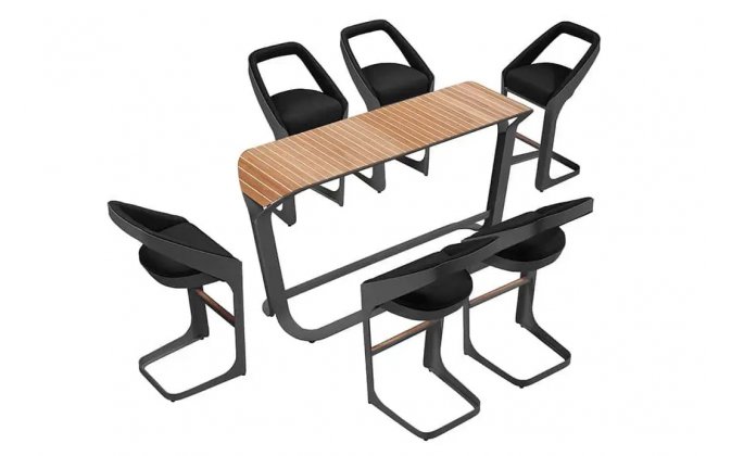 Zestaw barowy ogrodowy nowoczesny ONDA aluminiowy czarny Sunbrella