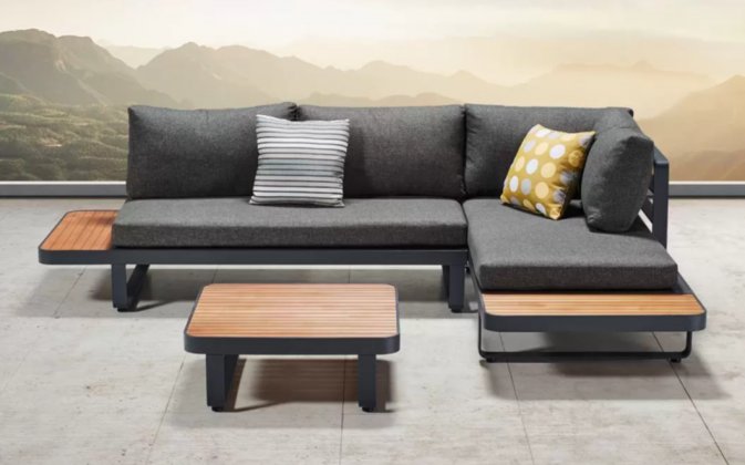 Meble ogrodowe aluminiowe narożne CARIBBEAN Higold ciemnoszare teak