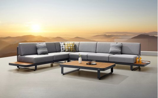 Meble ogrodowe narożnik aluminiowy z elementami teak NEW POLO Higold Meble ogrodowe narożnik aluminiowy z elementami teak NEW POLO Higold