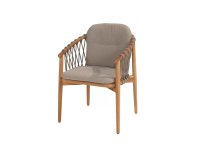 Krzesło do jadalni ogrodowej NORA 4SO teak premium i poduszki siedzisko i oparcie