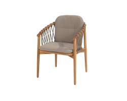Krzesło do jadalni ogrodowej NORA 4SO teak premium i poduszki siedzisko i oparcie