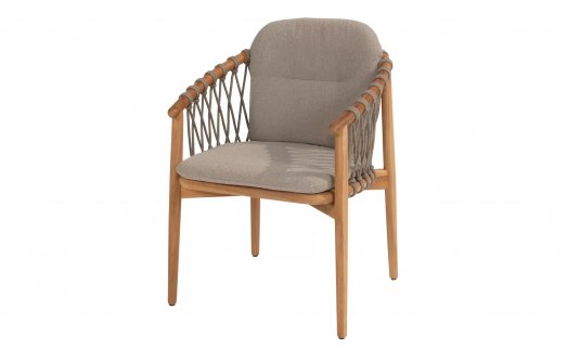 Krzesło do jadalni ogrodowej NORA 4SO teak premium i poduszki siedzisko i oparcie Krzesło do jadalni ogrodowej NORA 4SO teak premium i poduszki siedzisko i oparcie