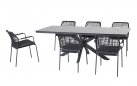 Stół jadalniany na taras MINERVA 220 aluminiowa podstawa krzyżowa / blat HPL szary kamień