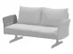 Sofa dwuosobowa PLAY aluminium szare z szarymi poduszkami i plecionką z liny polipropylenowej