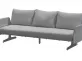 Sofa trzyosobowa PLAY aluminium szare z szarymi poduszkami i plecionką z liny polipropylenowej