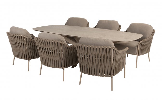 6-cio osobowy zestaw stołowy ogrodowy COMINO beżowy stół blat kamienny