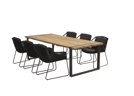 Meble stołowy ACCOR ze stołem ogrodowym aluminiowo-teakowym ALTO