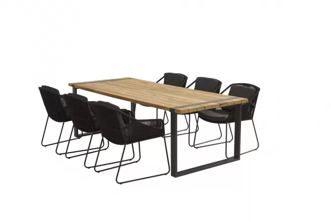 Meble stołowy ACCOR ze stołem ogrodowym aluminiowo-teakowym ALTO
