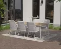 Zestaw mebli ogrodowych stołowych jasnoszary VALENCIA  ze stołem QUATRO i blatem robust teak 