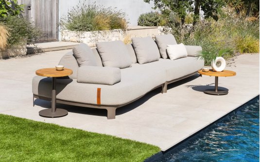 Szeroka sofa ogrodowa wypozcynkowa SANTORINI 4SO obicie tkaniną boucle Szeroka sofa ogrodowa wypozcynkowa SANTORINI 4SO obicie tkaniną boucle